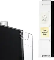 uxcell Monitor Memo Board, Transparent, Black Left with Phone Holder Self-Adhesive Sticky Note Holder Side Note Attachment Computer Accessories for Home Office Computer, 1 Pcs