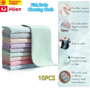 10PCS Fish Scale Microfiber Polishing Cleaning Cloth -Lint-Free Absorbent Towels