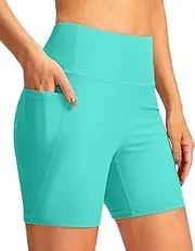 [G Gradual] Women's 6" High Waisted Swim Board Shorts Tummy Control Quick Dry Bathing Bottoms for Women with Panty Pockets