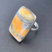 Bumble Bee Jasper Navajo Sterling Silver Ring Size 8 Adjustable 11539