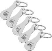 [HOMSFOU] 5pcs Stainless Steel Keychain Shopping Cart Quarter Holder Stainless Steel Cart Shopping Pendant Metal Key Ring Shopping Trolley Tokens Grocery Cart Token Keychain Fake Key Silver