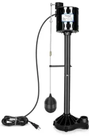 FLOWPAC Pedestal Sump Pump with Vertical Float Switch Thermoplastic 1/3HP