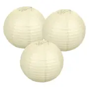 3Pcs Decorative Hanging Round Paper Lanterns 30cm/12", Beige