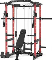 Destroyer M10 Multi-Functional Power Rack - with Cable Crossover System, Olympic Bar, and Adjustable Bench, Create a Professional-Level Home Gym