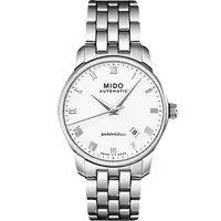 在飛比找PChome24h購物優惠-MIDO 美度 Baroncelli 復刻羅馬機械腕錶-白x