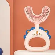 Nomel U-Shaped Toothbrush for Kids Age 7-12, Children's Soft Silicone Brush Head, 360° Manual Toothbrush, Pink