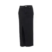 [PINKO] PINKO Long denim skirt with split Woman 40 40 Black