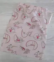 GYMNASTICS Pink Drawstring Bag Handmade / Gift / Books / Library / Swimming