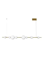 Abacus 8 Light LED Colour-Shifting Linear Pendant in Aged Brass with Gloss Opal Glass