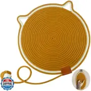 Cat Scratcher Mat, Natural Cotton Rope Round Horizontal Scratching Pads with