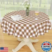 Smiry Round Plastic Table Cloth, Waterproof Vinyl Tablecloth with Flannel Bac