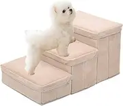 Folding Dog Stairs - Adjustable Pet Stairs for Small and Large Dogs, Compact Dog Ramp, 3 Step Folding Dog Stairs for Small to Medium Dogs and Pets, Lightweight Dog Stairs