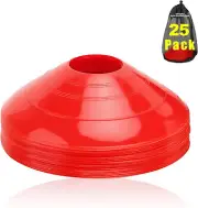 Set of 25 Agility Soccer Cones with Carry Bag for Training and Games