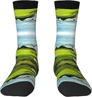 [EdWal] Soft Beach Golf Course print Moisture Wicking Socks Sports Socks for Men and Women Warm thermal Boot Hiking Socks