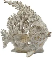 Beach Coastal Decor Coral Reef Angelfish Home Office Desk Decor Sculpture Sta...