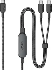 Anker Cable,4FT 2-in-1 USB C to USB C Cable 140W Max,Fast Charging for iPhone 16/16 Pro Max/15 Series,MacBook Air/Pro,and More(Braided,Black)