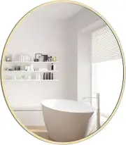 20 Inch round Mirror Gold Circle Wall Mirror for Bathroom with Metal Framed, rou