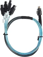 Jaxenor High-Speed Mini SAS 38p SFF-8654 to 4 x SATA Server Data Transmission Cable - 12Gbps Connectivity