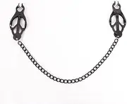 Black Nipple Clamps with Chain Non Piercing Nipple Clamps Nipple Rings Nipple Toy Breast Stimulation Toy Textured Rubber Padded Tips