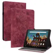 For Amazon Fire HD 10 (2023) Tablet Case Card Holder Butterfly Rose Imprinted PU Leather Cover