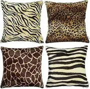 CARRIE HOME Soft Plush Leopard Print Faux Fur Decorative Throw Pillow Covers for Home Couch Sofa, Fabric, Set of 4, 18x18 Inch, 18x18