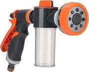 TOMVAES Garden Shower 8 Patterns Hose Sprayer High Pressure Wash Metal Water Hose Nozzle with Soap Dispenser Car Wash Foam Gun