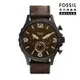 FOSSIL NATE 曠野奇俠深棕色麂皮計時男錶 50mm JR1487