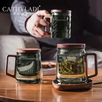 在飛比找ETMall東森購物網優惠-Cathyladi 日式玻璃茶杯茶水分離泡茶杯家用耐熱過濾水