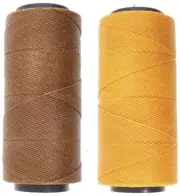 2 Knot It Waxed Polyester Cord 1mm Diameter 144M Spools (Coffee, Tangerine)