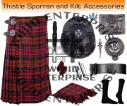 Scottish Handmade Macdonald Tartan 8 Yard KILT - Kilt Sporran Deal for Men's