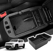 BIBIBO Centre Console Storage Box for Jeep Renegade 2015-2023/FIAT 500X 2016-2022, Organiser with Non-Slip Mat, Centre Armrest, Console Shells, Armrests, Car Armrest Shelf Accessories