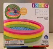 Intex Sunset Glow Inflatable Kid Pool (58” x 13”) With Soft Inflatable Floor NEW