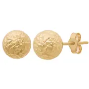 Diamond Cut Round Ball Stud Earrings in 9kt Yellow Gold 7mm