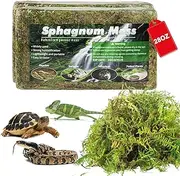 Pakimi 28OZ Sphagnum Moss for Reptiles, Terrarium Natural Green Dried Peat Habitat Bedding Plants for Snakes Gecko Forest Frogs and Turtle Accessories Substrate (100QT)