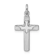 Sterling Silver Rh-Plated Dove Cross Pendant