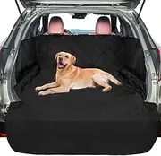 F-color SUV Cargo Liner for Dogs, Waterproof Pet Cargo Cover with Side Flap Protector Dog Seat Cover Mat for SUVs Sedans Vans with Bumper Flap, Non-Slip, Large Size Universal Fit, Black