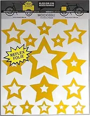 [MOOXIBIKE] I Sticker Set Star Yellow Reflective for Cargo Bike, Load Bike, Bicycle, Scooter, Scooter & Helmet, Also for Road Bike, Trekking Bike, Fixie, Mountain Bike, Holland Bike, City Bike