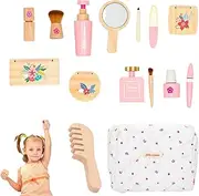 Wooden Makeup | Cute Smooth Makeup Toy with Makeup Bag - Makeup Toy Set Pretend Beauty Salon Toys Toddler Makeup Set for Kids Girls 3+ Years Old