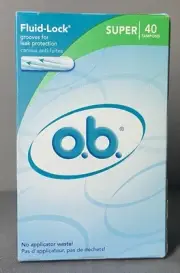 O.B. Super Fluid Lock Tampons No Applicator Leak Protection 40 Count NEW