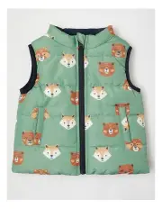 [Sprout] Reversible Puffer Vest in Green