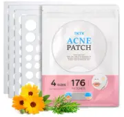 TKTK Pimple Patches Acne Patches for Face, 4 Sizes 176 Patches Hydrocolloid A...
