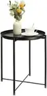 Small Round Table End Table Sofa Table Removable Tray Side Table for Living Room