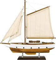 SAILINGSTORY Wooden Sailboat Decor Sail Boat Model Ship Sailing Yacht for Home Decoration Wood Color