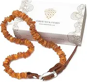 Amber Necklace for Dogs and Cats with Leather Clasp, 100% Natural Flea Tick Repellent. Amber Collar by AmberNeck (60-65 cm)