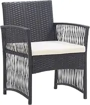 ** vidaXL Garden Armchairs with Cushions - Black Poly Rattan, Patio Dining Chairs, Set of 2