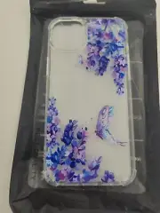 ZIYE for iPhone 14 Pro Max Purple Flower Design Bumper Slim Shockproof case