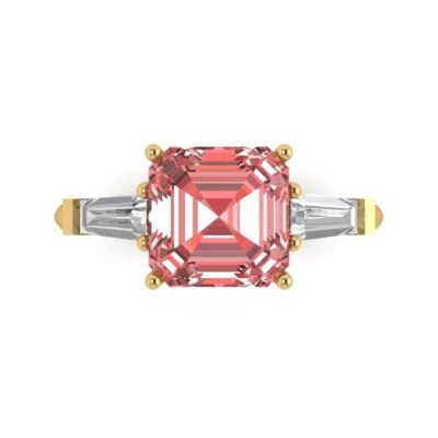 3Ct Asscher Cut Natural Garnet VVS1 Solid 14K/18K Gold Engagement Promise Ring