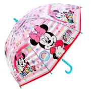 Minnie Mouse Umbrella Pink Dome Bubble Brolly Girls Kids Official Disney