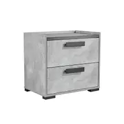 Bedside Table with 2 Storage Drawers MDF Combination of Black & Cement Colour Nightstand