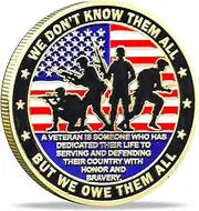 Veterans Honor and Service Challenge Coin - 1.57 Inch Diameter, Patriotic Eagle Design, Protective Case Included
